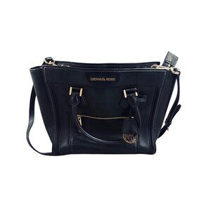 Michael Kors Colette Leather top- Zip Satchel Detail Tote Black.